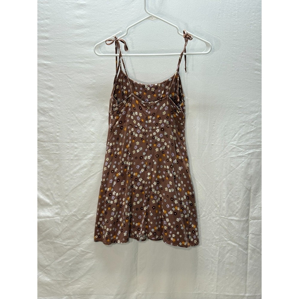 LA Hearts Floral Tie Strap Mini Dress Brown Y2K Babydoll Womens Small - Picture 2 of 4